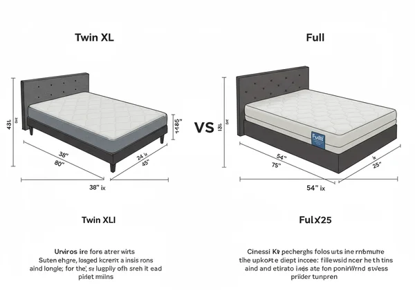 Diagram comparing twin XL and full bed dimensions