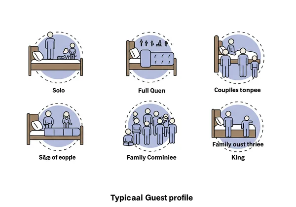 1인, 커플, 가족을 위한 침대 사이즈를 보여주는 인포그래픽