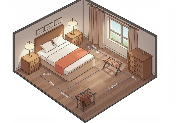 필수 가구로 최적화된 객실 레이아웃