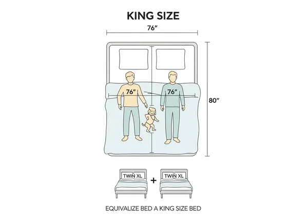 Diagram showing King bed dimensions with sleepers