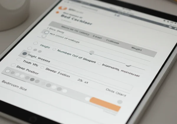 Screenshot of a bed size calculator with user inputs.