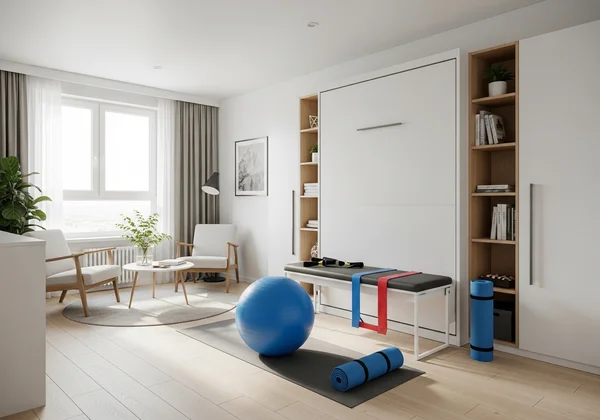 Murphy bed in small accessible room