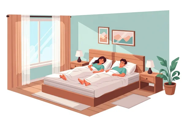 Couple on a spacious king size mattress