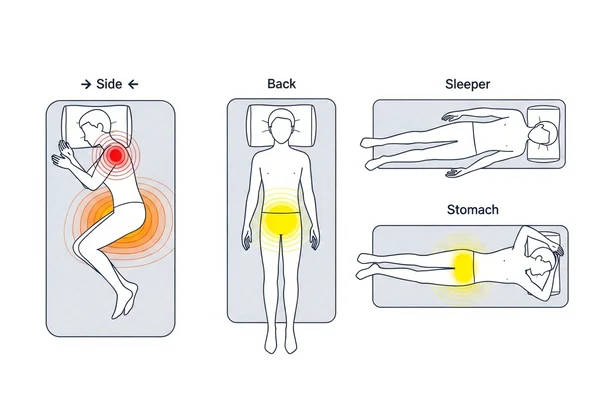 Diagram of different sleep positions and mattress pressure points